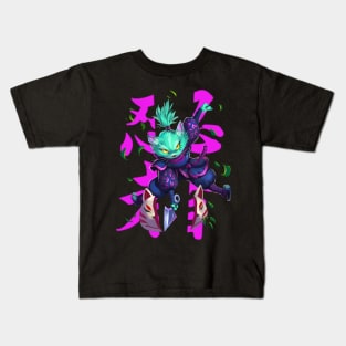 Ninja Cat trought the forest Kids T-Shirt